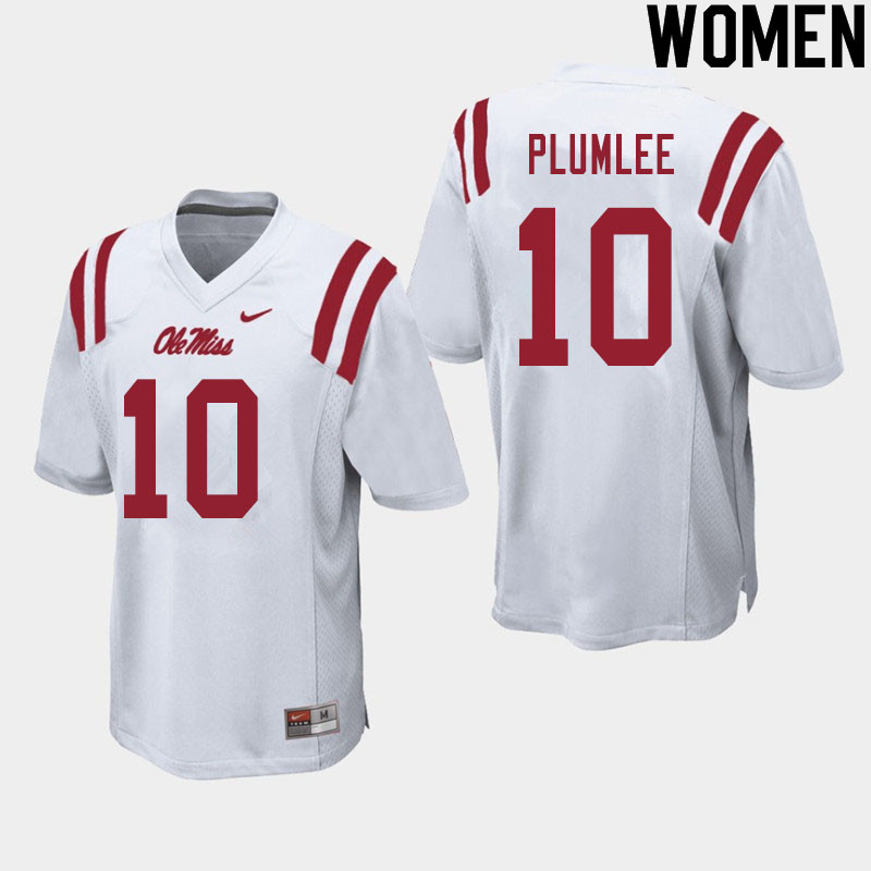 Women #10 John Rhys Plumlee Ole Miss Rebels College Football Jerseys Sale-White